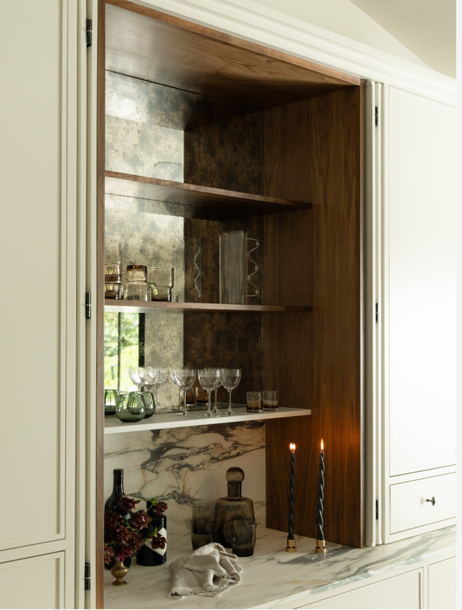 Marble butler pantry bar nook cabinet Chicago