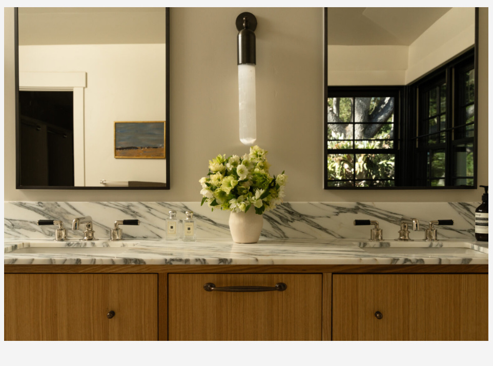 Marble double vanity wood cabinet bathroom Chicago