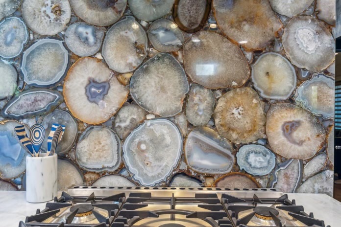 Agate stone backsplash close up Chicago
