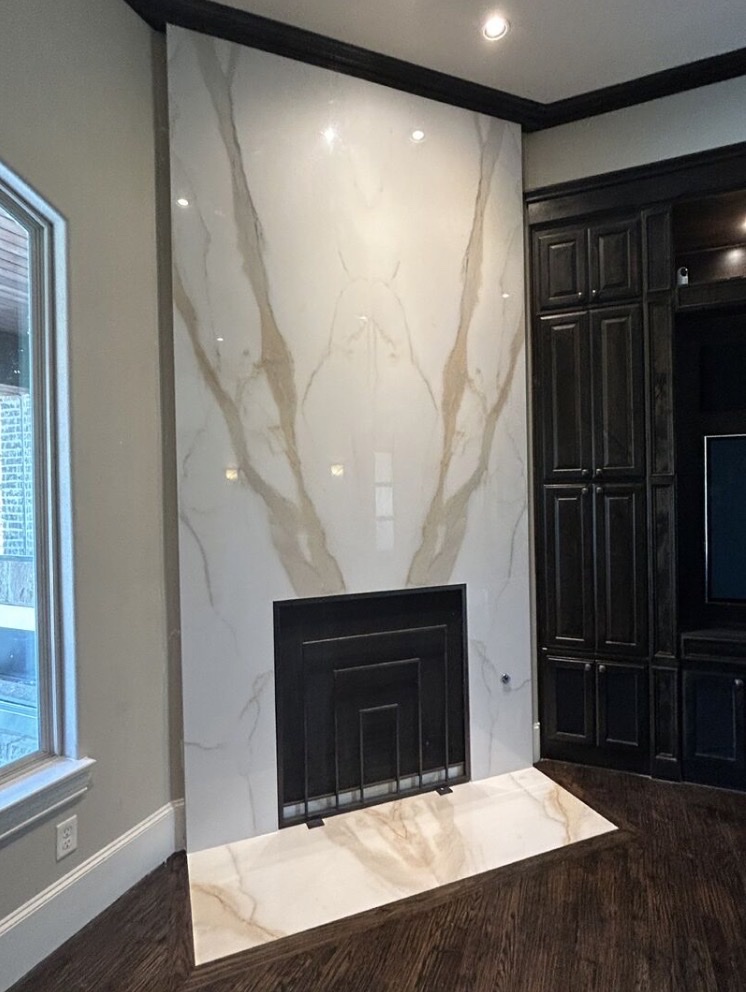 Calacatta Attea porcelain fireplace