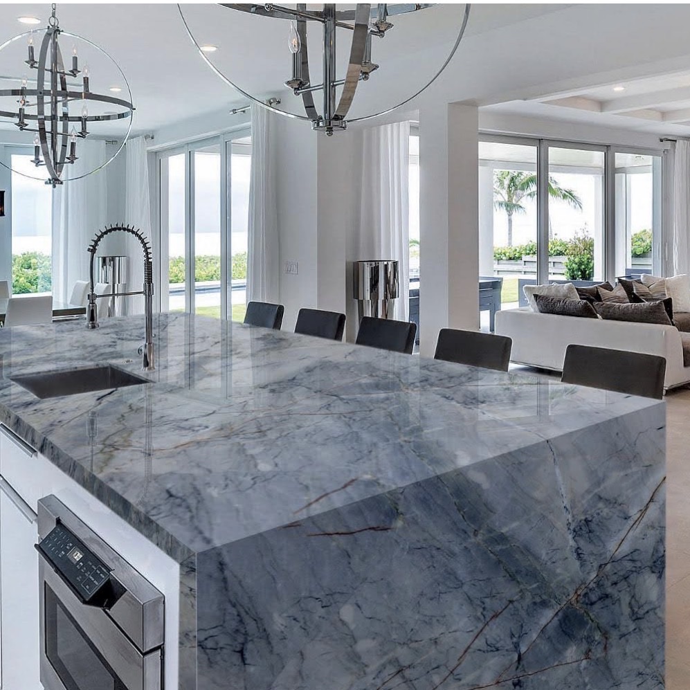 Azul quartzite kitchen