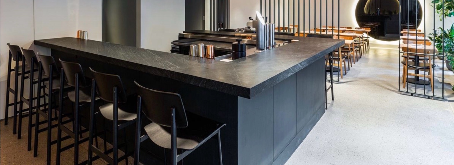 Black soapstone commercial bar